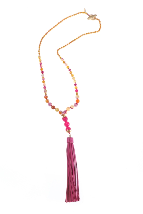 Maisie Pink Tassel Necklace