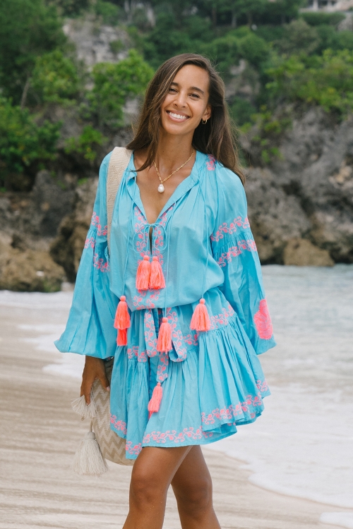 Tui Dress Aqua-Neon Pink