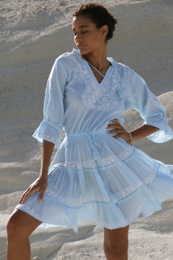 Amar Sky Blue-White Dress