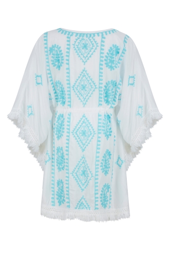 Bianca Kids Kaftan White/Aqua