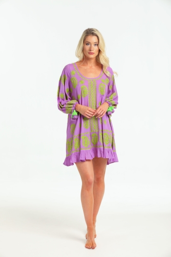 Dolly Dress Purple-Lime
