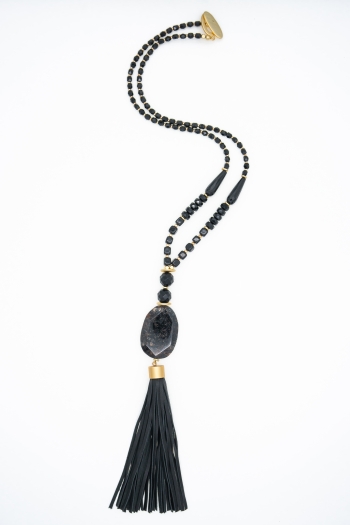 Delton Black Tassel Necklace