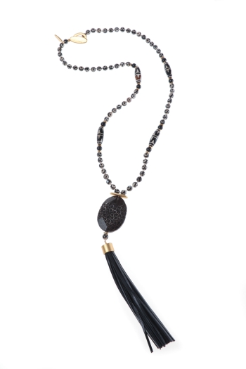 Eboni Black Tassel Necklace