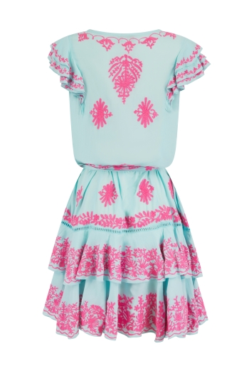 Iona Aqua-Neon Pink Dress