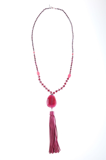 Judy Pink Tassel Necklace
