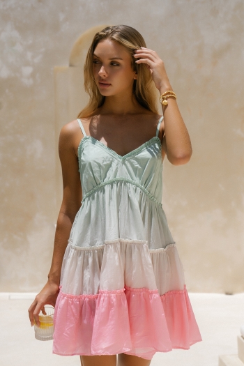 Julz Mini Dress Mint-Pink Ombre