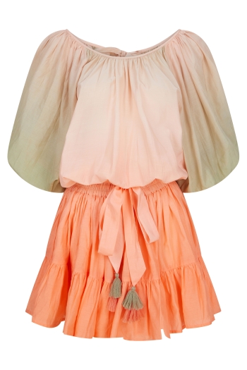 Mulan Mini Dress Peach-Pistachio Ombre