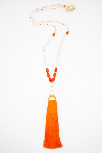 Mimosa Orange Tassel Necklace