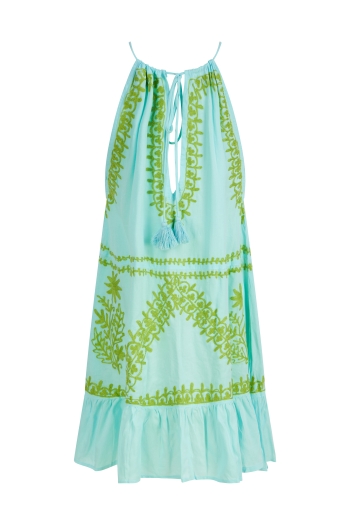 Poppy Mini Dress Aqua-Lime