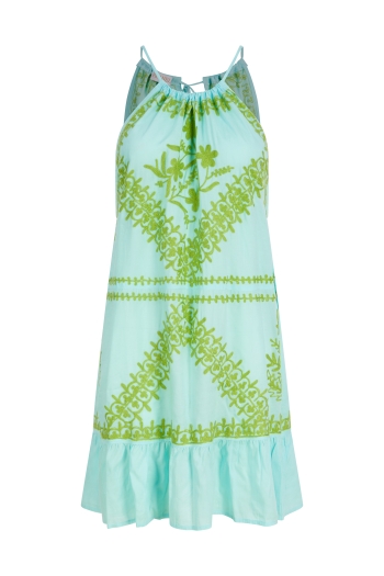 Poppy Mini Dress Aqua-Lime