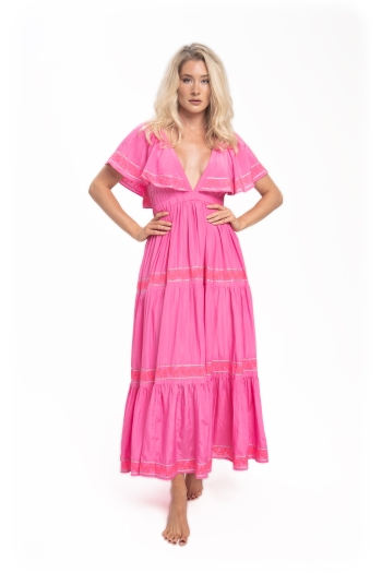 Tilly Maxi Dress Neon Pink-Neon Coral