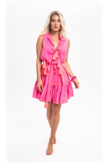 Tina Dress Neon Pink-Neon Coral